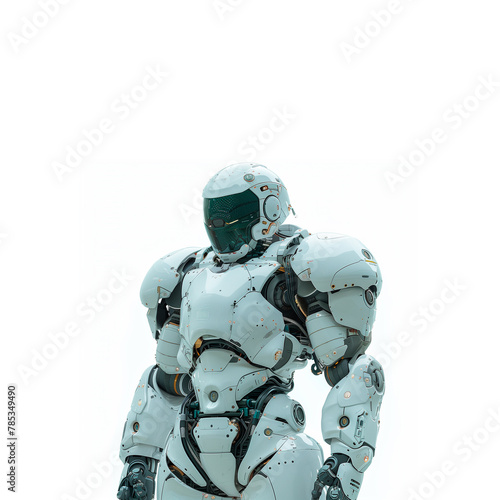 Man in White Suit With Green Helmet. Generative AI