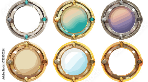 Empty circle silver and gold frames in medieval style