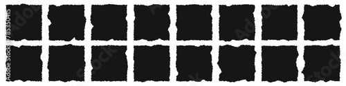 Collection of square jagged edge banner, text space, text box vector illustration