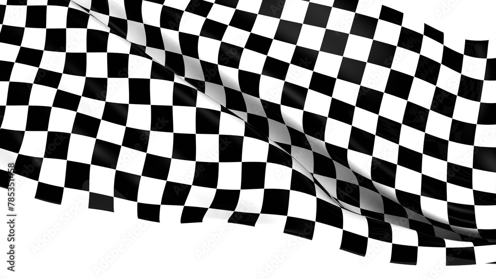 Fototapeta premium Racing checkered flag. 3D sport graphic. Render background