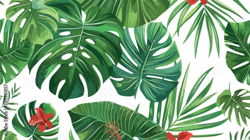 Exotic leaves seamless vector pattern. Leaves of exot