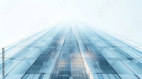 A tall building with a lot of windows and a blue sky in the background