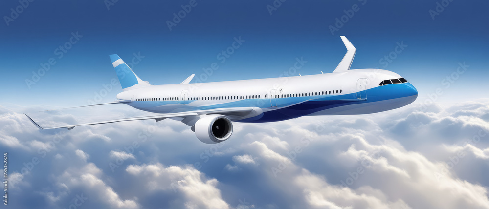 Passenger Airplane Flying over Clouds Passenger Airplane Flying over Clouds