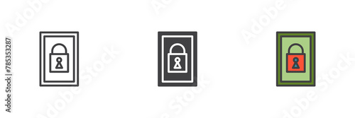 Door lock different style icon set