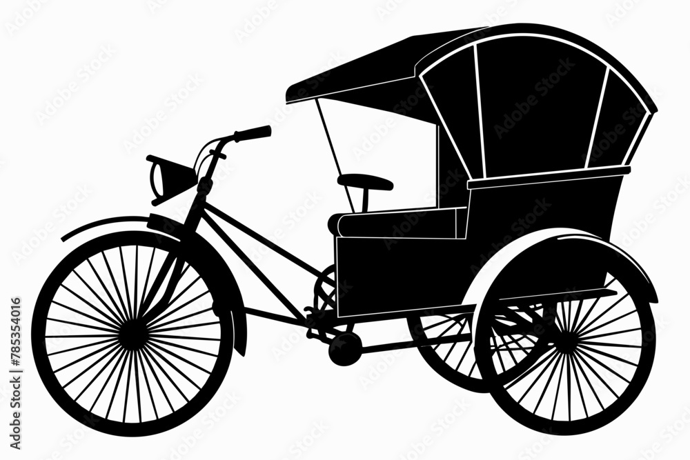 Rickshaw black silhouette vector 