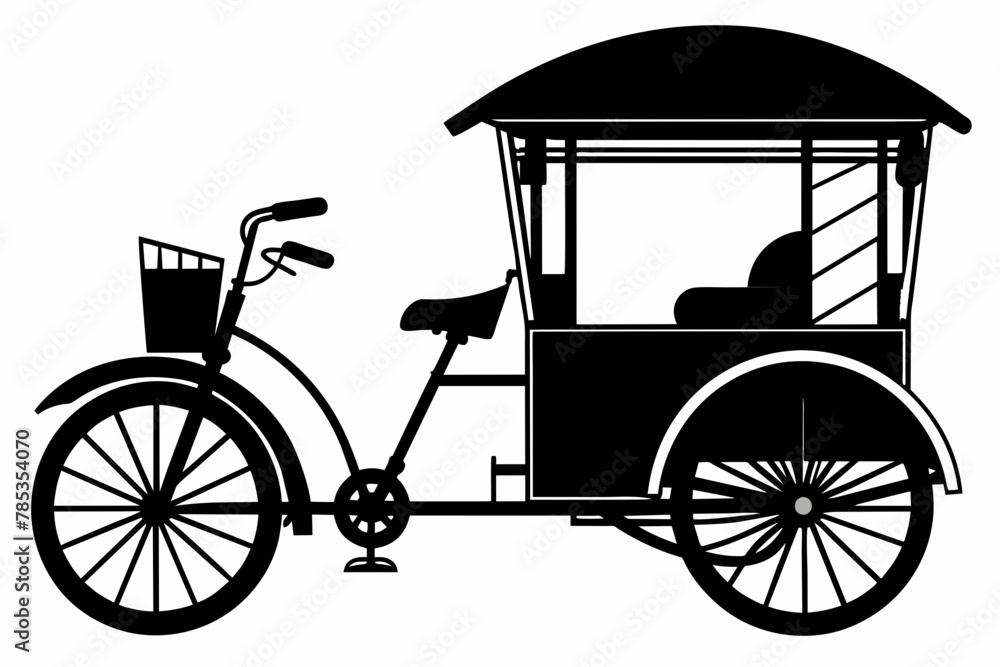 Rickshaw black silhouette vector 