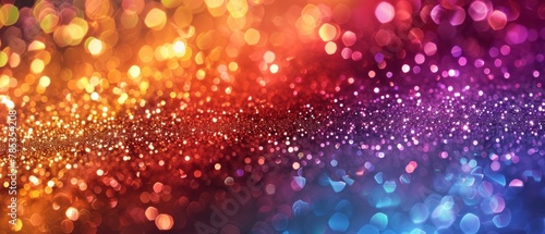 Festive celebration holiday christmas, new year, new year's eve background banner template - Abstract rainbow colors colorful glitter particle sequins bokeh lights texture, de-focused