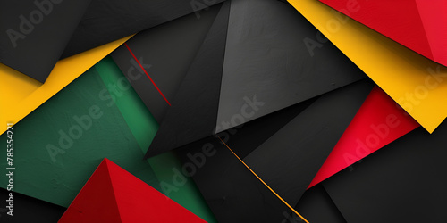 Abstract geometric black red yellow green color banner background Black History Month color background with copy space for text