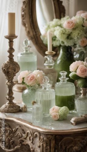 Pink and White Flowers with Candelabras