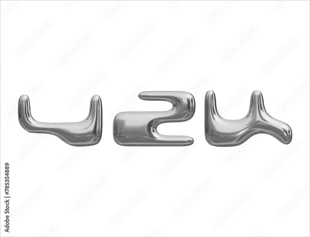 Fototapeta premium realistic 3D metal letter in y2k style 