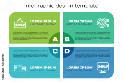 Set line Award over sports winner podium, Golf label, and club. Business infographic template. Vector