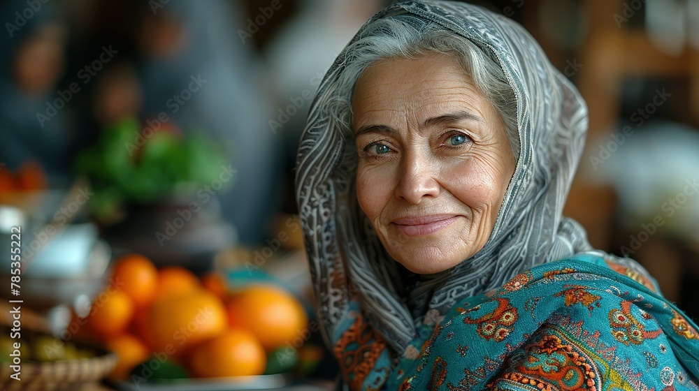 Cheerful Muslim woman enjoys in lunch with her family at home Cheerful Muslim woman enjoys in lunch with her family at home