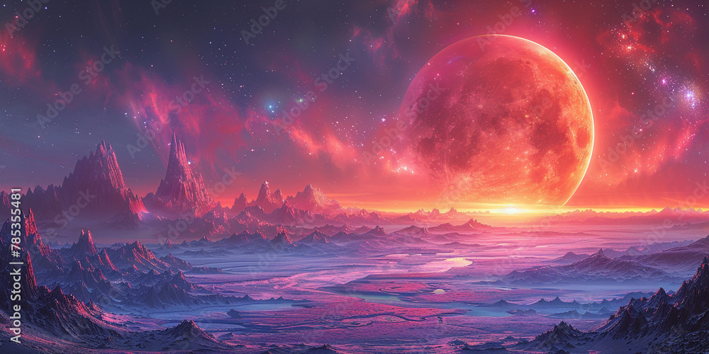 Fototapeta premium Cosmic landscape on a distant planet in space