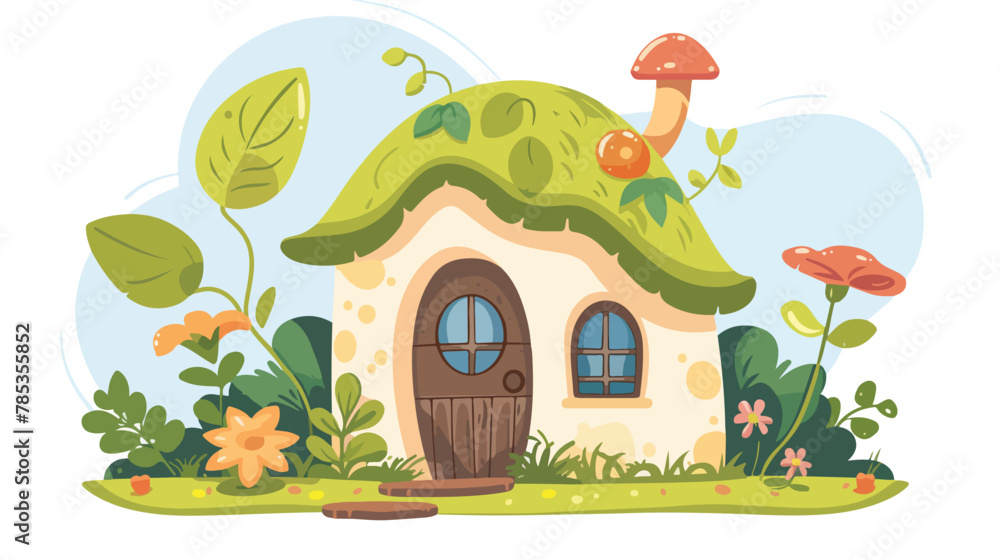 Fairytale home. Cute fantasy dwarf gnome house in nat