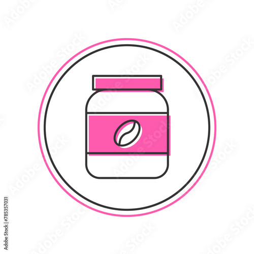 Filled outline Coffee jar bottle icon isolated on white background. Vector