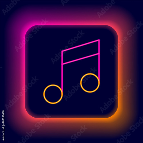 Glowing neon line Music note, tone icon isolated on black background. Colorful outline concept. Vector