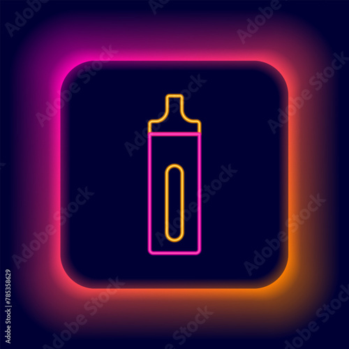 Glowing neon line Electronic cigarette icon isolated on black background. Vape smoking tool. Vaporizer Device. Colorful outline concept. Vector