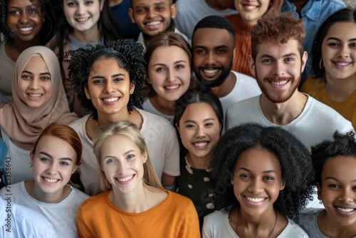 Large mixed group of multicultural people, international students or friends. diversity concept.