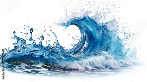Ocean wave with surf and splashes isolated on a white background