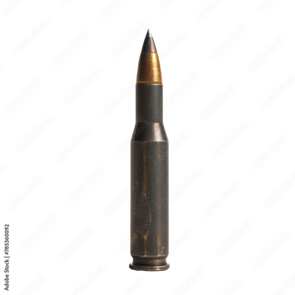 Close-up of a Single Rifle Bullet, Symbolizing Security and Defense Concepts. Close-up of a Single Rifle Bullet, Symbolizing Security and Defense Concepts.