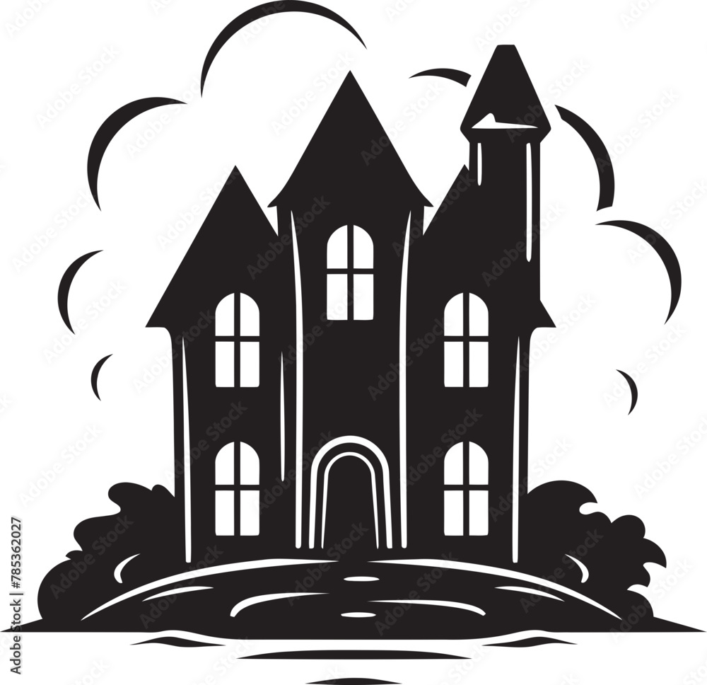 Halloween Magic Vector Illustration of a Ghostly Manor