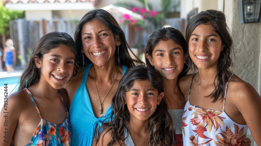 Group of happy smiling friends or sisters close-up portrait Group of happy smiling friends or sisters close-up portrait