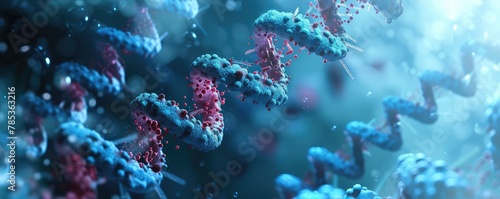 Syringe and virus under a microscope