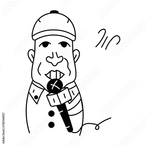 Ready to use doodle avatar of a news reporter 