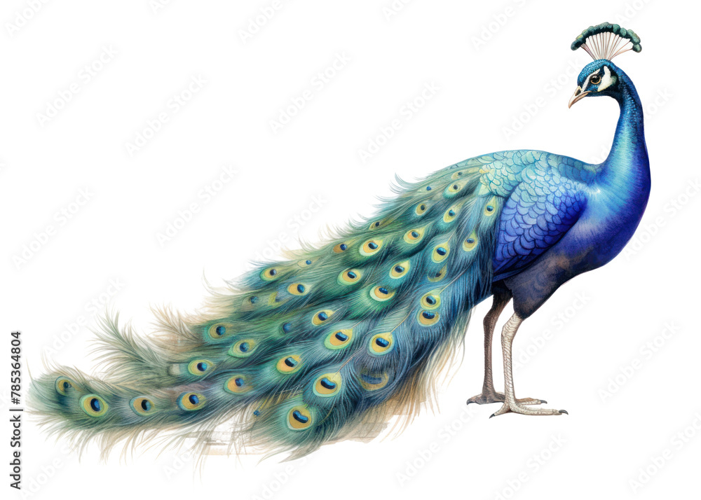 Fototapeta premium PNG Peacock animal bird side view. AI generated Image by rawpixel.