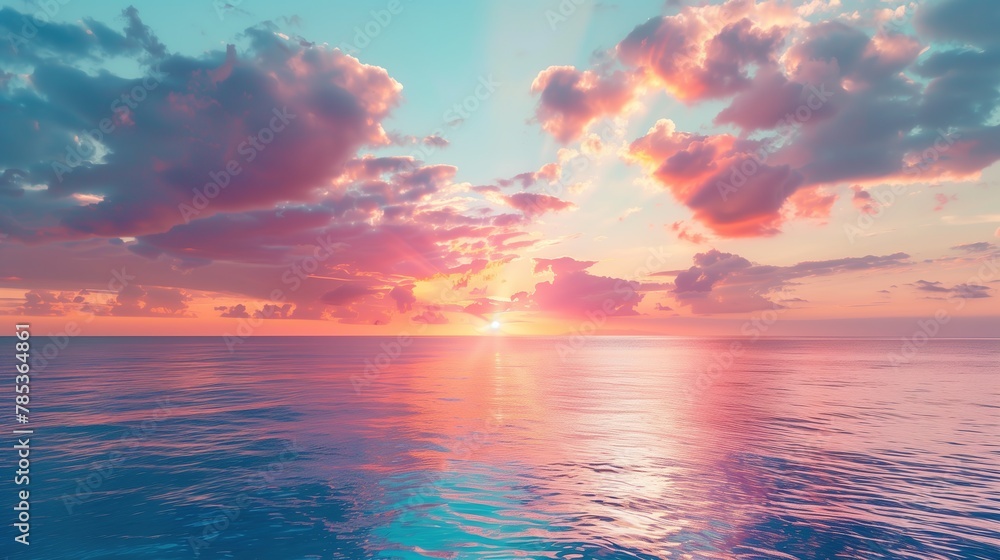 Beautiful sunset over the sea with sky and clouds