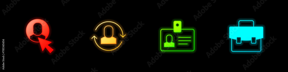 Set Worker, Exchange work, Identification badge and Briefcase icon. Vector Set Worker, Exchange work, Identification badge and Briefcase icon. Vector