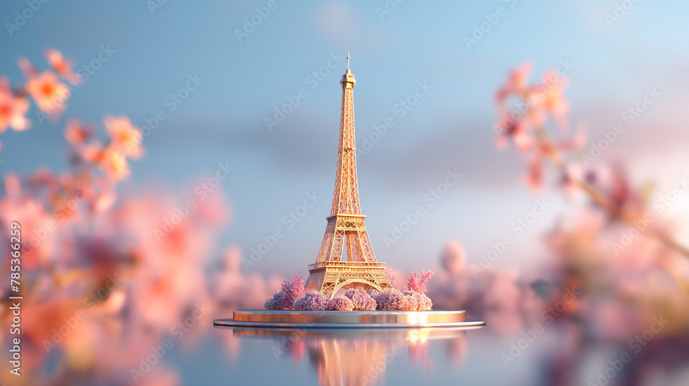 Olympic Color Background Podium Eiffel Tower Scene Winner Background