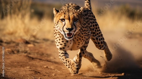 A cheetah runs after its prey © Fajar