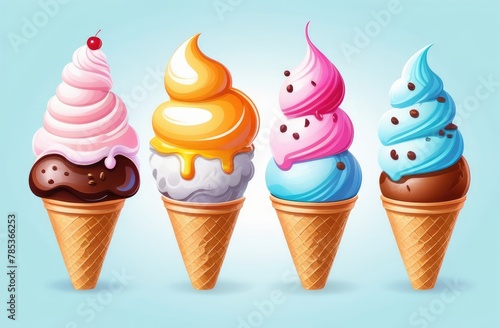 ice cream set. Summer colorful background