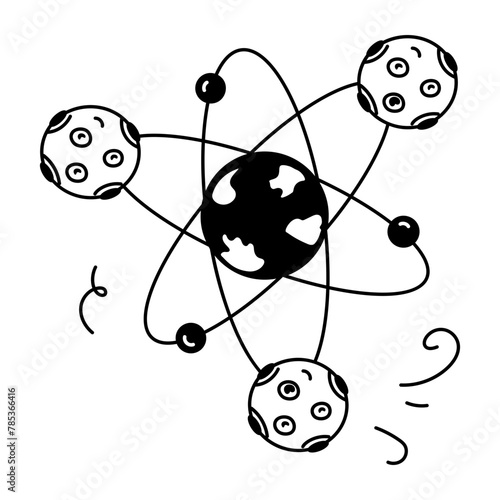 Download doodle icon of space atom 