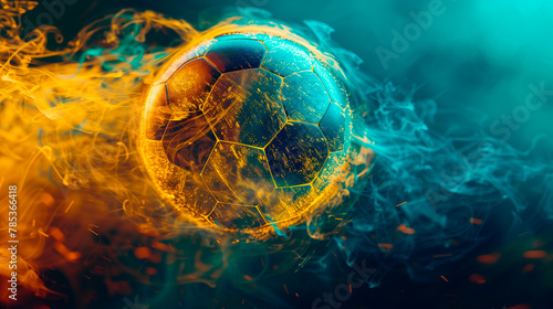 Soccer wallpaper with a ball and smoke photo