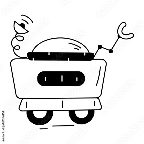 Grab this doodle icon of a moon rover 