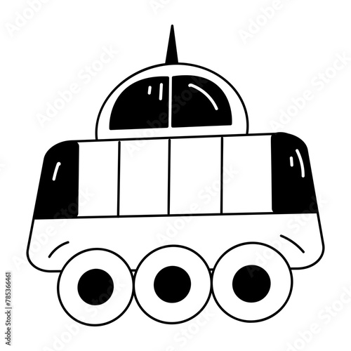 Easy to edit glyph icon of a moon robot 