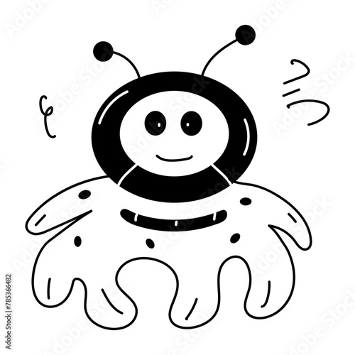 Get this doodle icon of an alien robot 