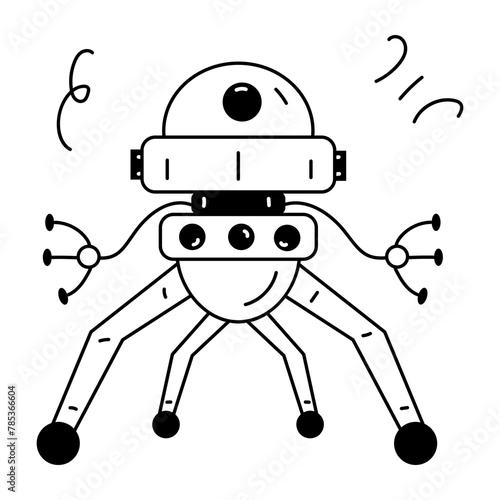 Check our doodle icon of a spider robot 