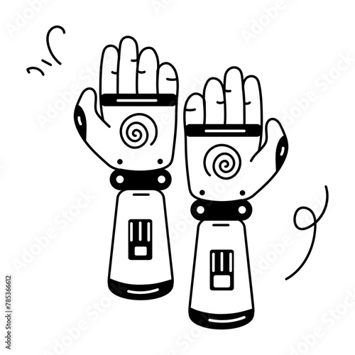 Handy doodle icon of space gloves 
