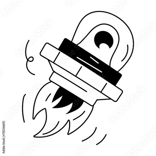 Here’s a doodle icon of a flying ufo 