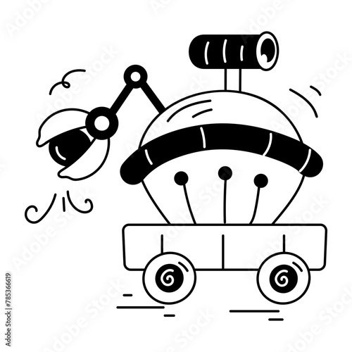 Ready to use glyph icon of a moon explorer 