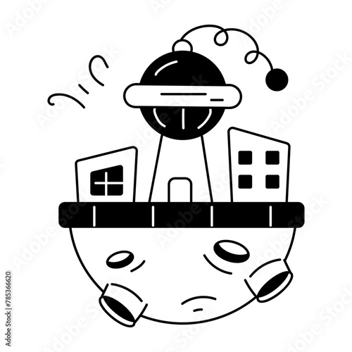 Download glyph icon of a space habitat 