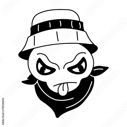 Trendy glyph icon of an alien face 