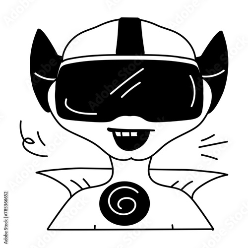 Premium glyph style icon of alien vr