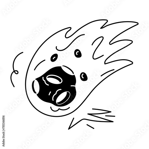 Handy doodle icon of an asteroid 