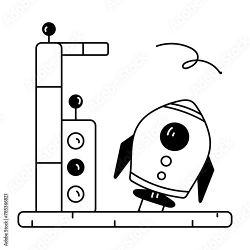 Check out doodle icon of rocket base 