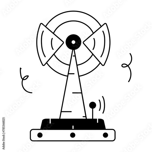 Get this doodle icon of a signal tower 