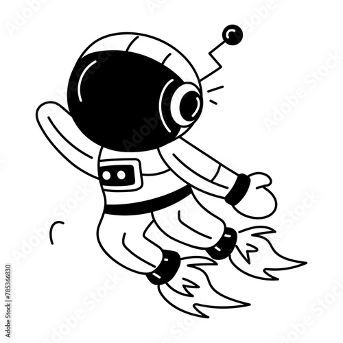 Grab this glyph icon of an astronaut 
